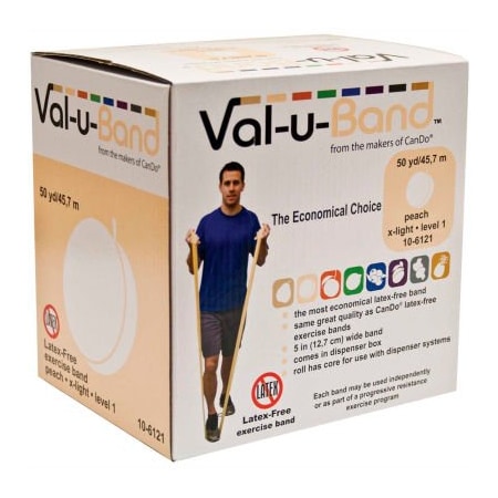 Fabrication Enterprises Val-u-Band Latex Free Exercise Band, Peach - Level 1, 50 Yard Roll/Box 1541964
